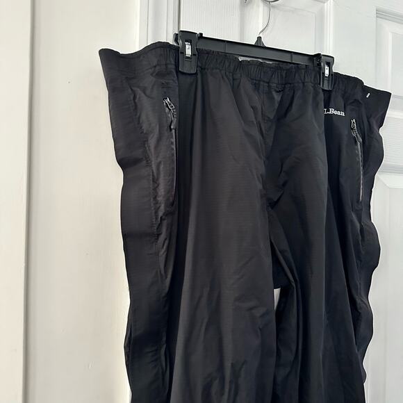 LL Bean Men Black Nylon Pull On Full Breakaway Water Resistant Windbreaker Pants - Picture 4 of 13